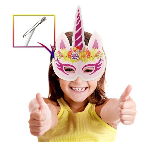 Party Rainbow Unicorn Paper Mask For Kids Glitter Surface Finishing