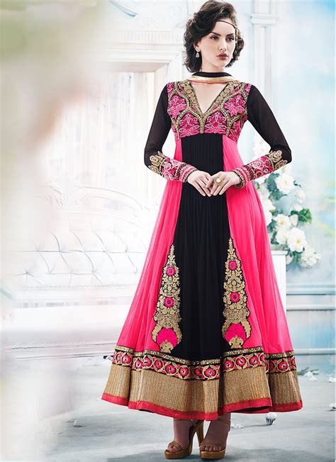 Beautiful Black And Pink Anarkali Suit