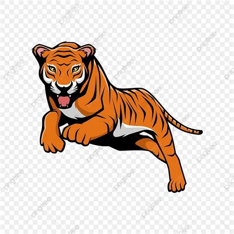 Tiger Mascot Clipart Png Images Tiger Jumping Vector Cartoon Sexiz Pix