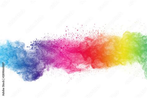Foto De Colorful Powder Explosion On White Background Abstract Pastel