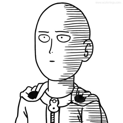 One Punch Man Coloring Pages Saitama Line Drawing