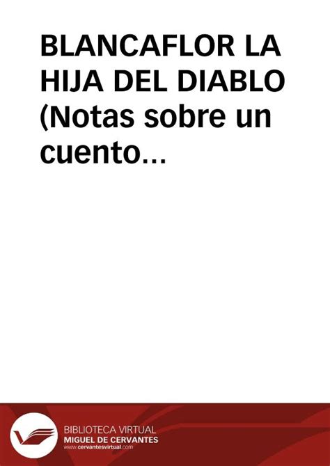 Blancaflor La Hija Del Diablo Notas Sobre Un Cuento Maravilloso