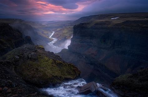 Wallpaper Landscape Waterfall Sunset Sea Rock