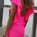 Neon Pink Low Open Back Ruffle Mini Dress By Designer By Justynag
