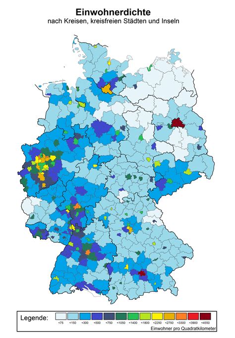 Map Showing The Population Density Of Germany Reurope