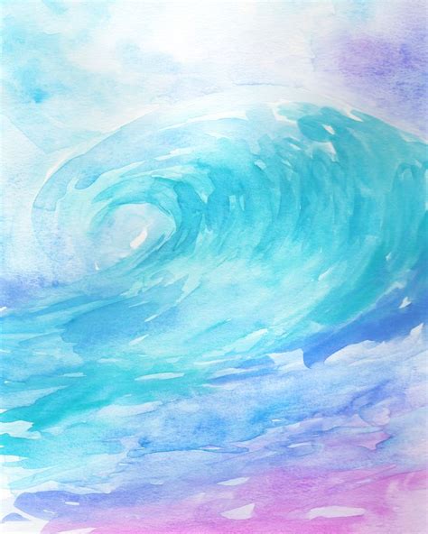 Ombre Wave Watercolor Wave Print Nursery Wall Art Printable