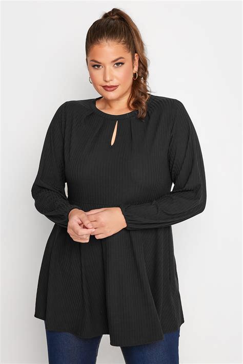 Limited Collection Plus Size Black Peplum Keyhole Top Yours Clothing