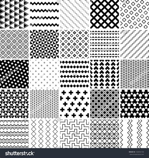 Monochrome Seamless Patterns Set Abstract Vector Background