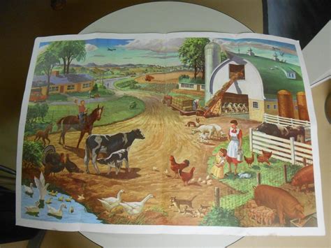 Genuine 1957 Farm Scene Poster By Field Enterprises Childcraft