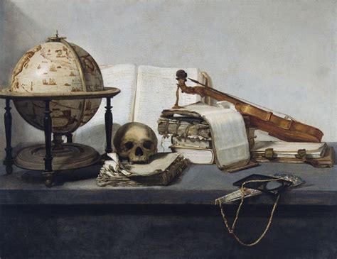 Vanitas Still life with Books, a Globe, a Skull, a Violin and a Fan ...