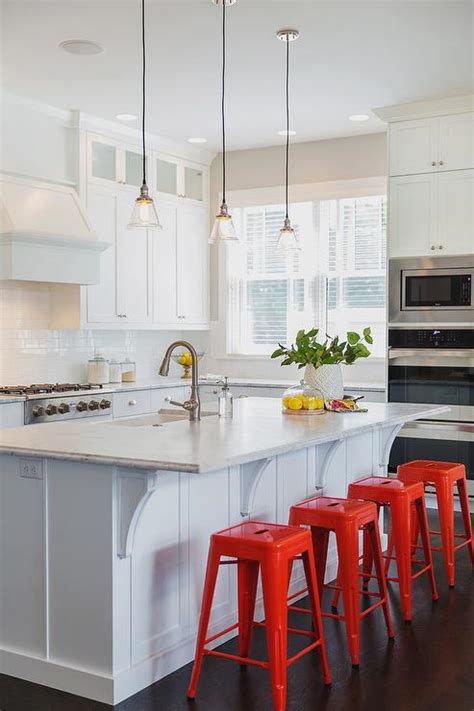 Stylish bar stools provide a sense of authenticity and comfort to your home bar or kitchen counter experience. Red Kitchen Island - Transitional - kitchen - Benjamin ...