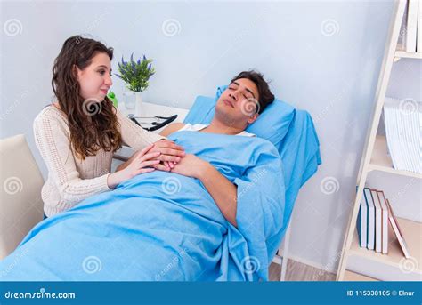 The Wife Visiting Ill Husband In The Hospital Room Stock Image Image Of Happy Relationship
