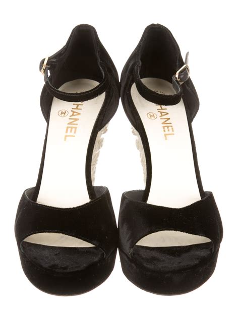 Chanel Velvet Platform Sandals Shoes Cha85057 The Realreal