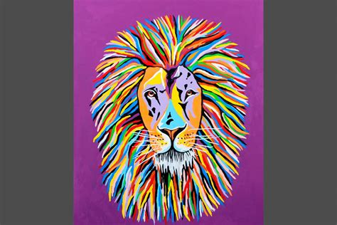 Lewis Mczoo Multi Coloured Lion Art By Steven Brown Steven Brown Art