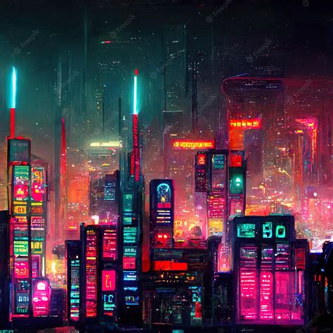 Premium Photo Cyberpunk Neon Lights City Futuristic Concept Digital Art