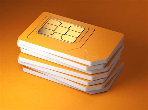 Stack Of Orange Sim Smart Cards For Mobile Phone Stock Illustration