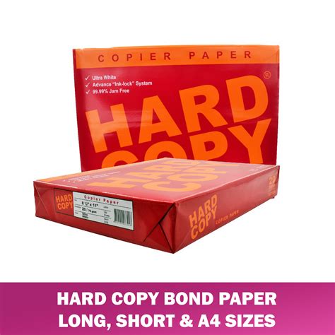 Hard Copy Bond Paper Reams A4 Bond Paper Size Inches Substance 20 70gsm Original 500 Sheets Per