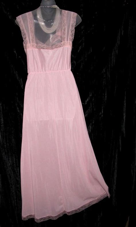 sheer chiffon nightgown pink shadowbox bust at classy option vintage nylon lace nightgown