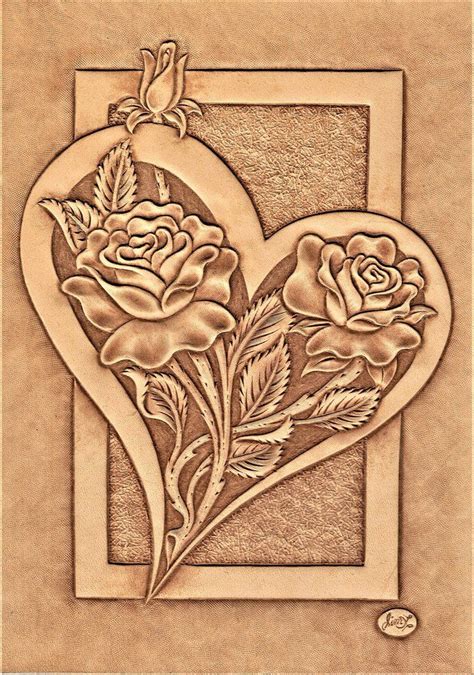 Heart Of Roses Pattern Leather Working Patterns Leather Tooling