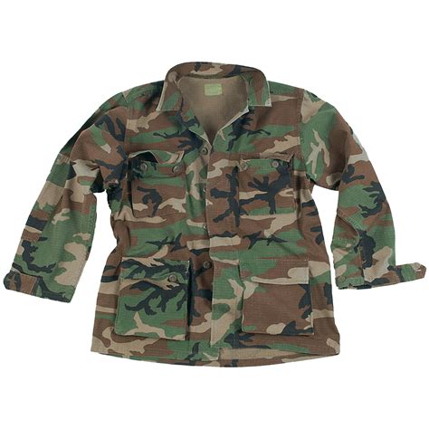 Tactical Bdu Army Uniform Mens Shirt Us M81 Ripstop Cotton Woodland