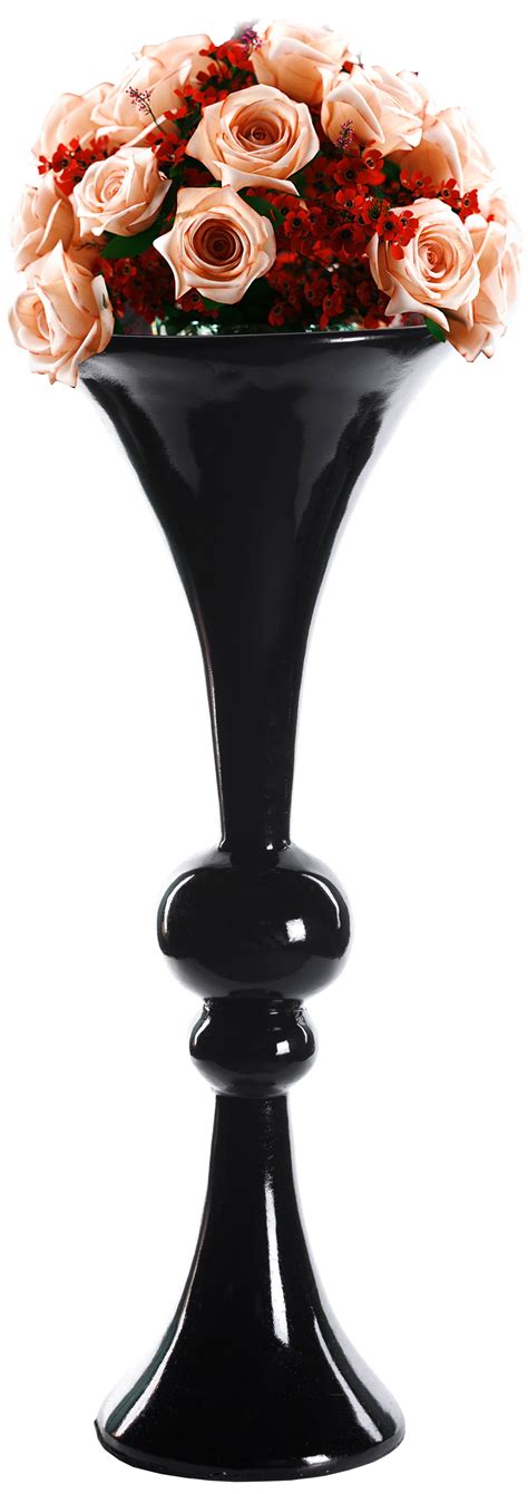 Decorative Wedding Centerpiece Modern Trumpet Vase Black 24 Inch