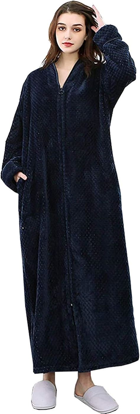 Fluffy Robes For Women Ladies Zip Up Waffle Full Length Dressing Gown