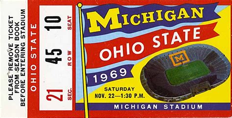 Michigan Vs Ohio State Ticket November 12 1969 Michigan Wins 24