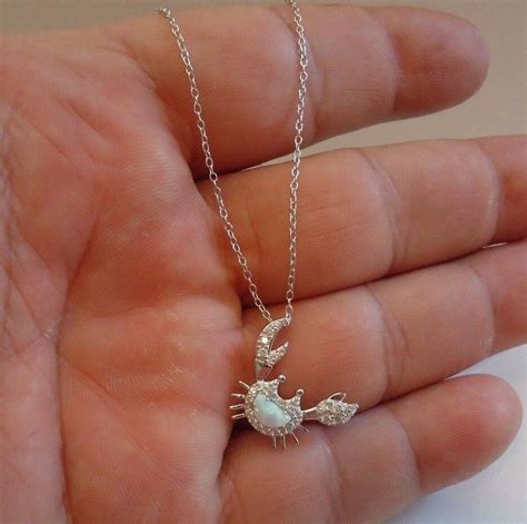 Sterling Silver Crab Necklace Pendant W Ct Opal Lab Diamonds