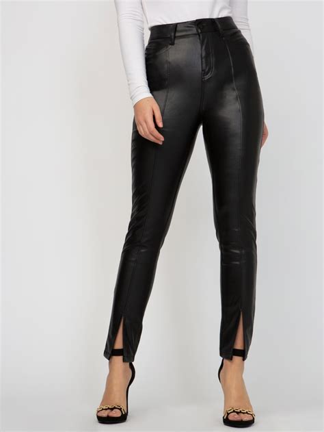 Andrews Faux Leather Split Hem Pants Guess Factory