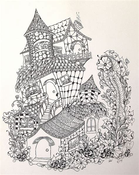 Fairies in a tree house coloring page fairy coloring pages. 17 Best images about Zentangle--houses on Pinterest ...
