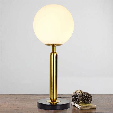 Cgc Gold Round Globe Black Marble Base Table Lamp Art Deco Pearl White Luxury Marble Tables Uk