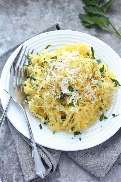 Preheat oven to 400 degrees f (204 c) and line a large rimmed baking sheet or baking dish with. Baking with Blondie : Garlic Parmesan Spaghetti Squash ...