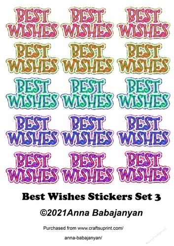 Best Wishes Stickers Set 3 Cup113879496 Craftsuprint
