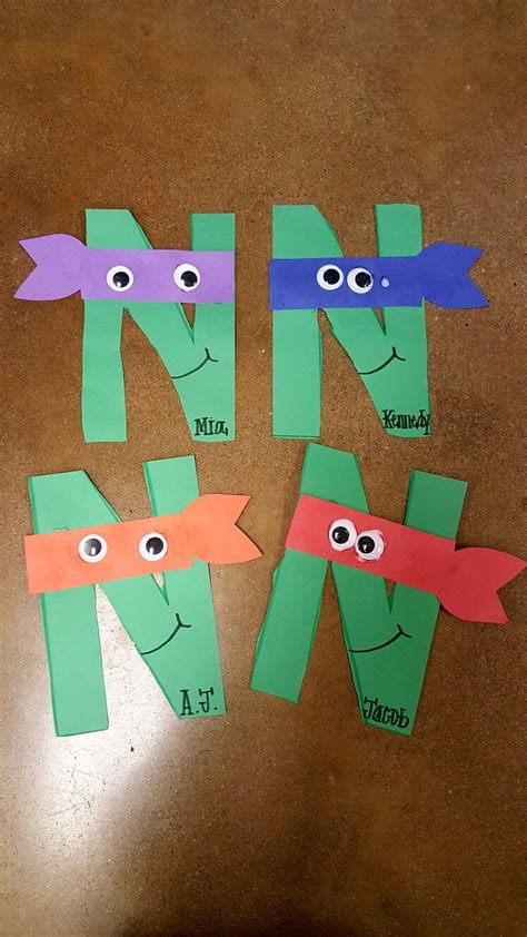 N Is For Ninja Turtle Craft Alphabet Crafts Preschool Letter A