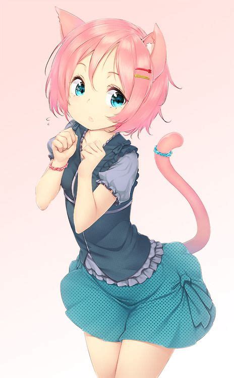 Anime Art Neko Cat Girl Cat Ears Cat Tail Short Hair