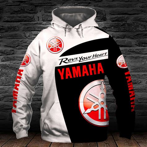 Yamaha Motorcycles Black White Pullover Hoodie