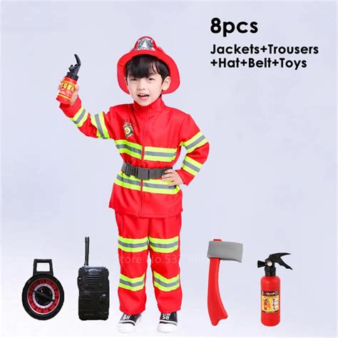 Buy Halloween Cosplay Kids Firefighter Uniform Children Sam Fireman