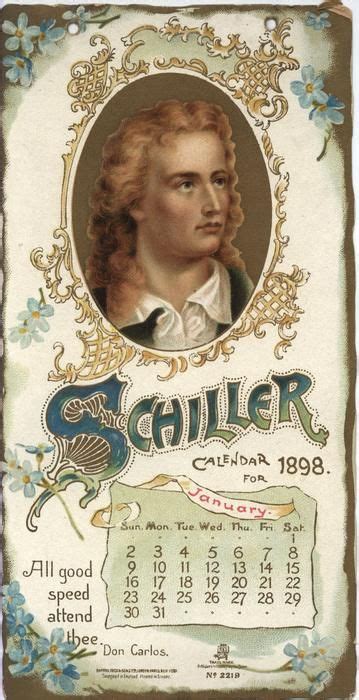 Schiller Calendar For 1898 Календарь Винтажные изображения Бирки
