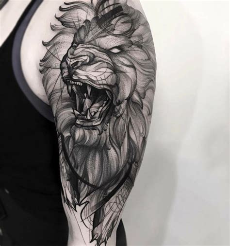 Adler tattoo bedeutung schoene vorlagen erdbeerlounge de. Löwen Tattoo aus Dotwork mit 3D Effekt | Oberarm tattoo ...