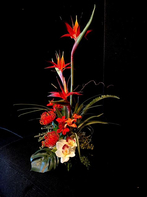 Gorgeous High Elevation Tropical Arrangement Artificial Bird Etsy Tropical Flower