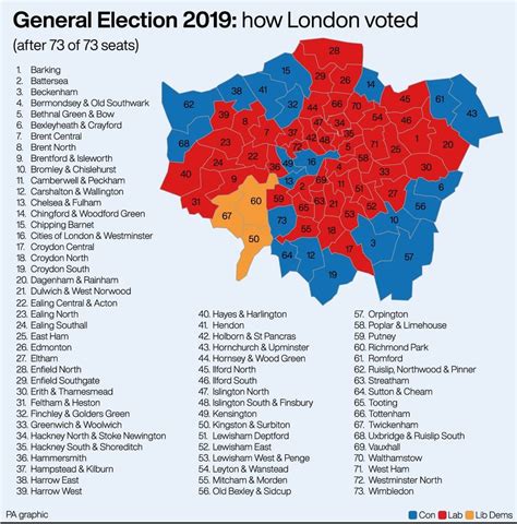 Map Of The 2019 General Election Results In London Labour 41