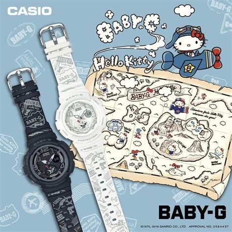 The back cover is engraved with the original hello kitty pattern, and the dial pointer design is combined with hello kitty. Casio BABY-G x Hello Kitty | BuyandShip Singapore