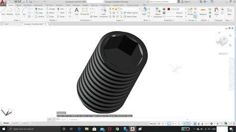 Hexagon Headless Bolt Modeling In Autocad Autocadcmd Youtube