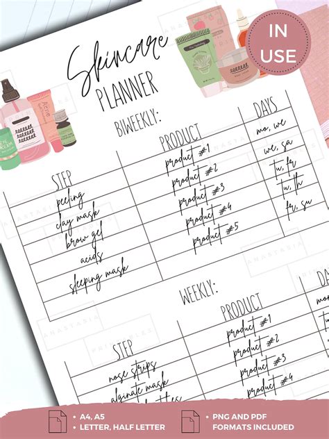 Printable Beauty Planner Skincare Routine Tracker Beauty Etsy In 2021
