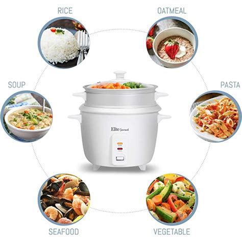 Elite Gourmet Erc 003st 6 Cup Rice Cooker With Steam Tray White