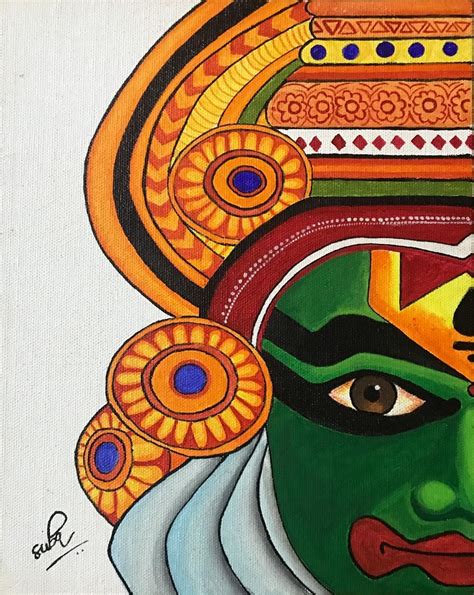 Kathakali Kerala Mural Painting Marvel Art Drawings Mini Canvas Art