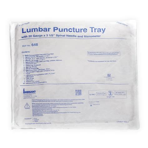 Lumbar Puncture Tray 20gx35 Tray Mcguff Medical Products