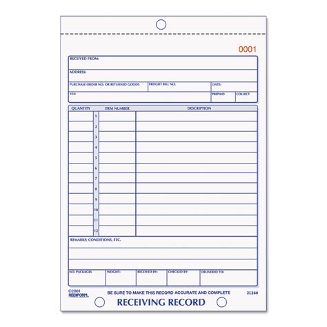 Receiving Record Book Three Part Carbonless 556 X 794 1page 50