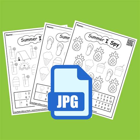 Set of Summer I spy numbers coloring pages