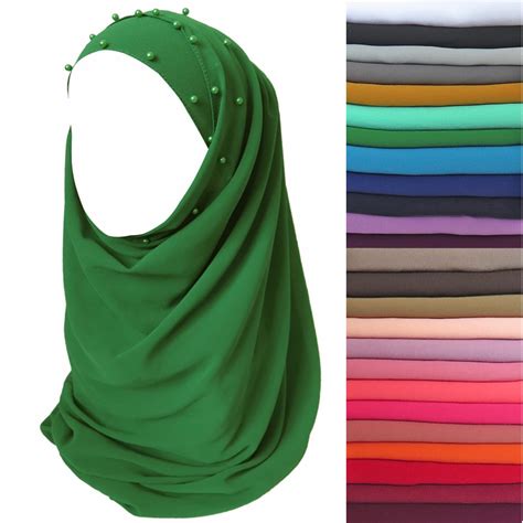 10pcs lot heavy chiffon muslim hijab head scarf shawl wrap with beads 180cm x 75cm in women s